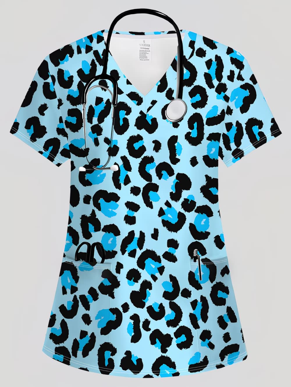 3D Printing For Medical - Damen-T-Shirt mit Leoparden-3D-Print, bequeme Krankenschwesteruniform für
