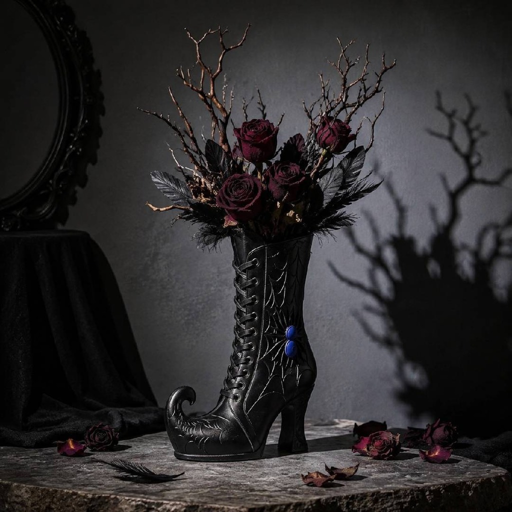 3D Printing Web - 3D-gedruckte Vase mit Spinnennetz-Muster, Hexenstiefel-Vase, Spinnennetz-Muster-Vase