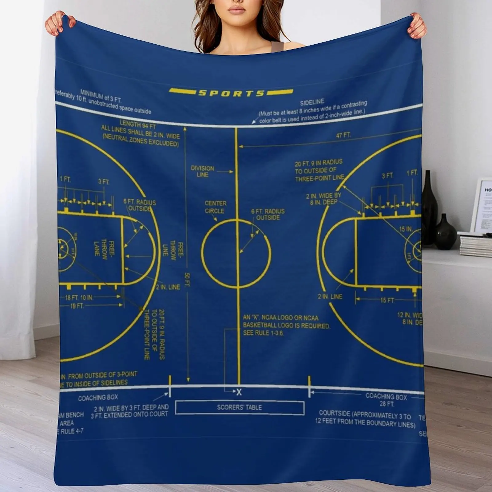 3D Printing Diagram - College-Basketballplatz-Diagramm, Schaltplan für Basketball-Liebhaber, Überwurfdecke, weiche