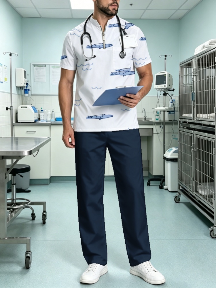 3D Printing For Medical - Herren-Set mit niedlichem Meeresfisch-Allover-Print, kurzärmelig, medizinische