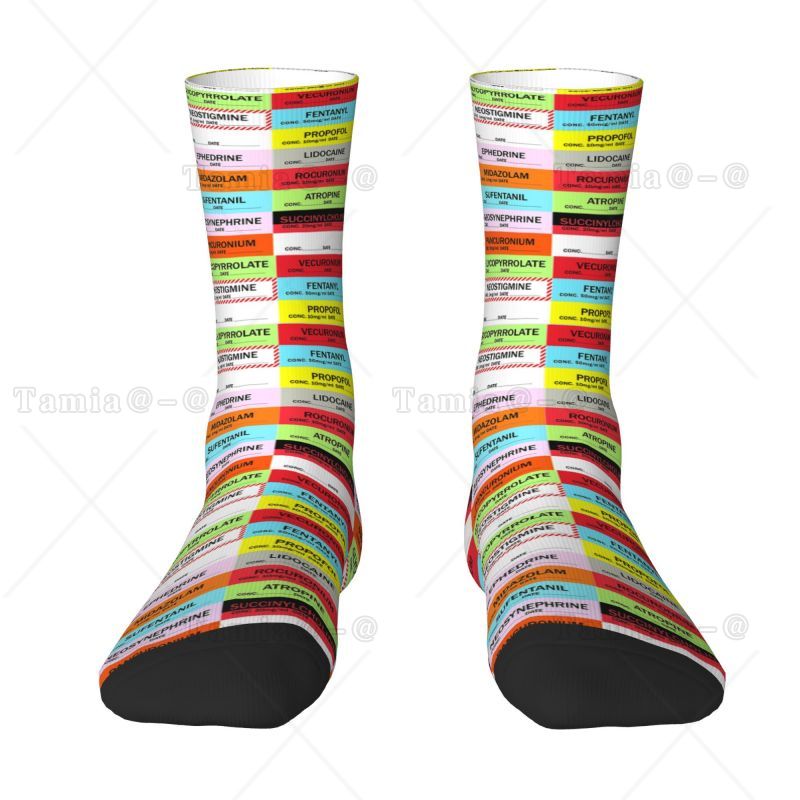 3D Printing For Medical - Neuartige Herren-Medizinsocken mit Anästhesie-Medikamenten-Etiketten, Unisex, Warm,