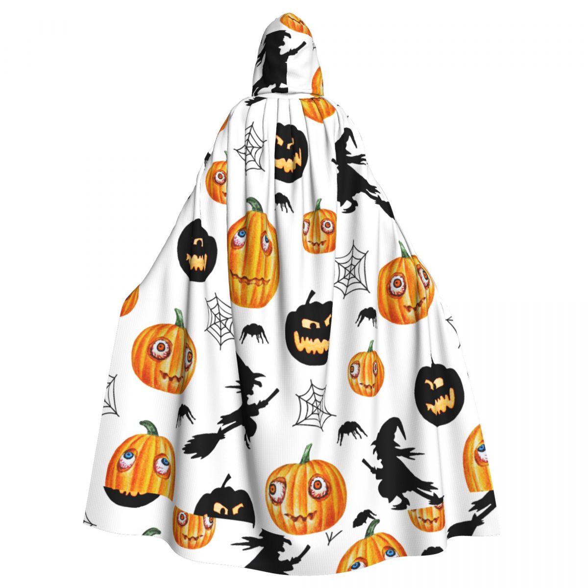 3D Printing Web - Halloween-Cartoon-Umhang mit Kapuze, Kürbis-Hexe-Spinnennetz-Sensenmann-Kostüm für Partys